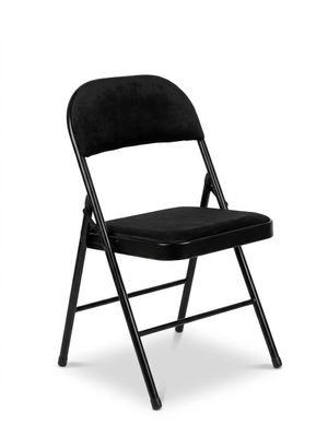 a black folding chair on a white background
