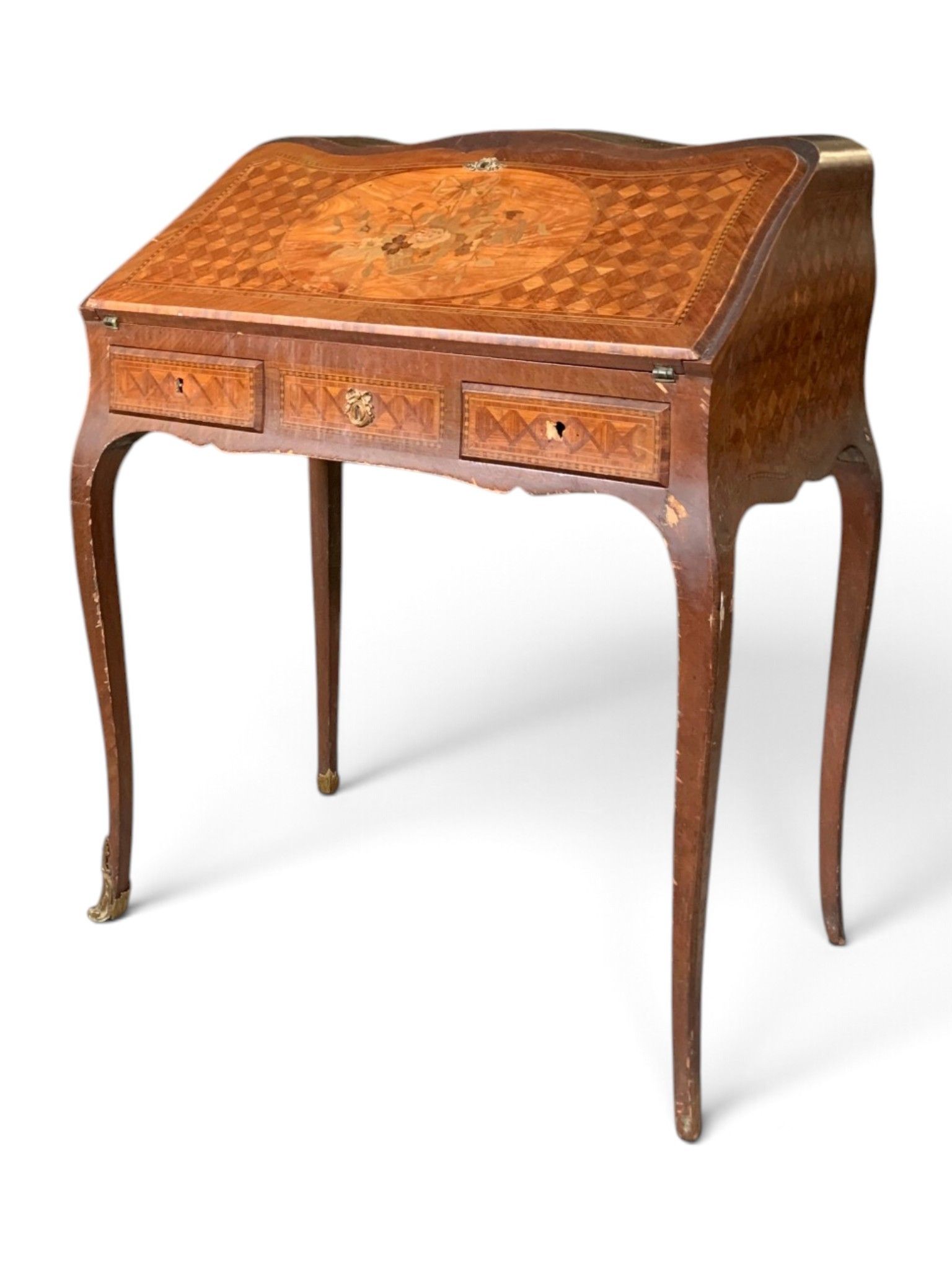 Bureau de pente en bois de placage ouvrant par un abattant e…