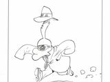 drawing of a cartoon character in a hat and a tie