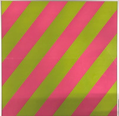 pink and green diagonals on a pink and green background