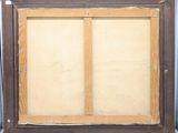 an old picture of a wooden frame with a picture in it