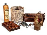 many items that are sitting on a white surface
