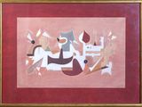 tableau représentant un homme à cheval avec une femme à ses côtés