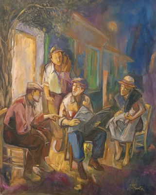 Jean PRESTA (1927-) Chaude soirée en Provence.