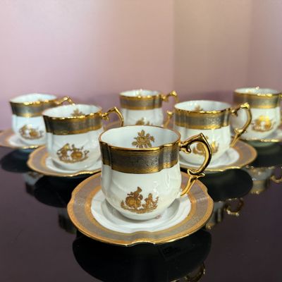 Lot de 6 tasses à café en porcelaine IMPERIA LIMOGES, Décoré…