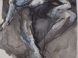 a drawing of a nude woman sitting on a chair