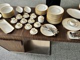 a table with a lot of plates and bowls on it