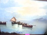 une image d'un tableau représentant un bateau dans l'eau