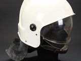 a close up of a helmet on a mannequin head