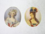 two pictures of a woman with a hat and a dress