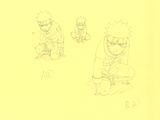 drawings of a man and a woman sitting next to each other on a yellow sheet