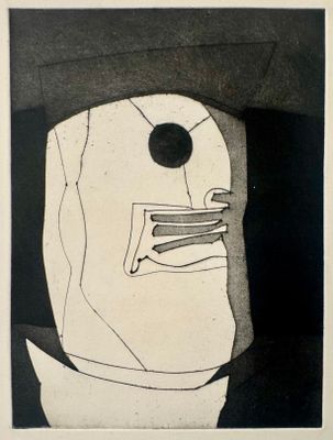dessin d'une image en noir et blanc représentant le visage d'un homme