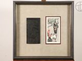 an image of a framed picture of a cat and a mouse