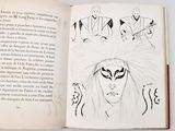 a book with a drawing of a woman with a headdress