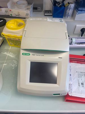 an image of a laboratory table with a computer on it