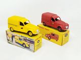 three toy cars that are sitting on top of each other