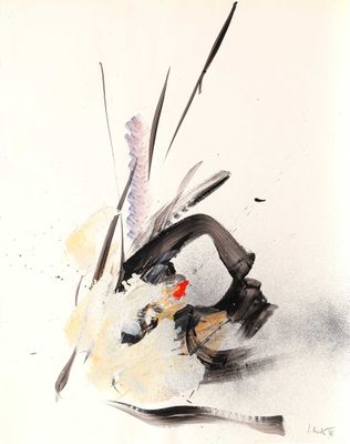 un tableau représentant un oiseau posé au sol