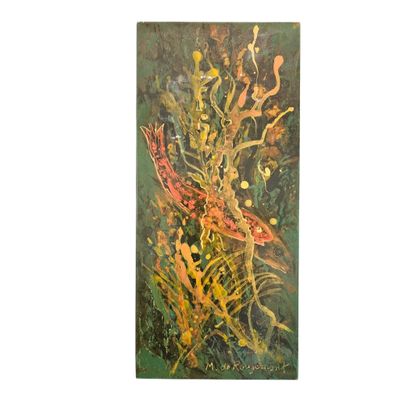 peinture représentant une peinture d'algues et d'autres plantes sur fond blanc