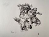 a black and white drawing of a bunch of flowers