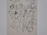 an image of a black and white drawing of a group of people