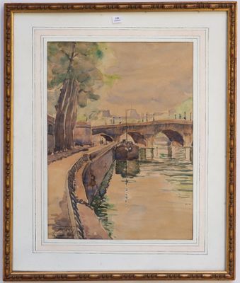 an image of a painting of a bridge over a body of water