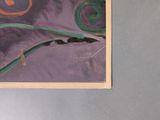 a painting on the wall of a room with a clock