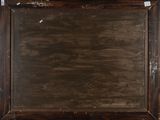 a picture of a wooden frame with a mirror on it