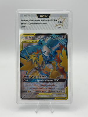 a close up of a pokemon card in a plastic holder