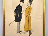 tableau représentant un homme en haut-de-forme et en redingote en train de parler à un autre homme en haut-de-forme
