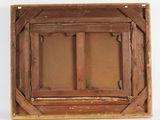 an old picture of a wooden frame with a window in it