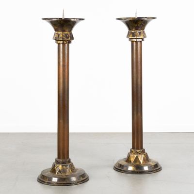 pair of antique brass candlesticks