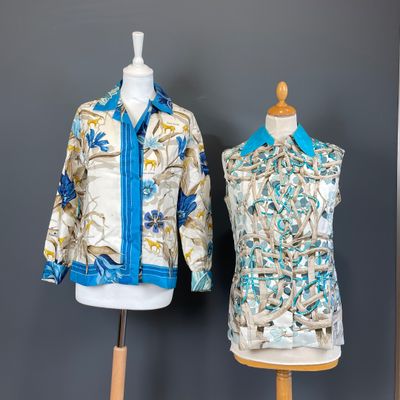 HERMES. Ensemble comprenant : - un chemisier "Sous-bois" en …