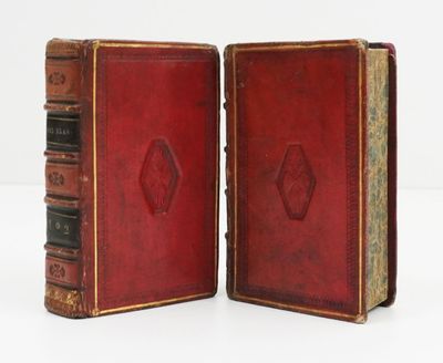 paire de livres anciens reliés en cuir rouge sur fond blanc