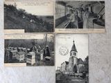 plusieurs vieilles photos en noir et blanc d'une église surmontée d'une horloge