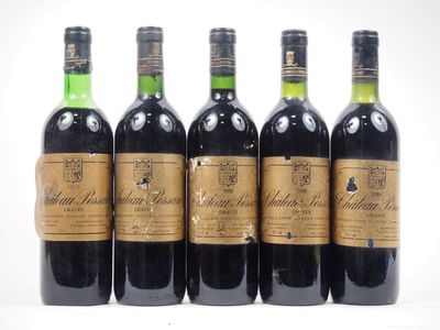 5 Bouteilles CHÂTeau Pessan Graves : 1 DE 1975 / 2 DE 1988 /…