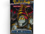 a close up of a box of pokemon cards on a white background