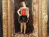 tableau représentant une petite fille vêtue d'un haut rouge et d'une jupe noire