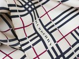 burbery check silk pocket square scarf in navy / white