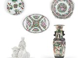 plusieurs types de vases et d'assiettes exposés sur un fond blanc