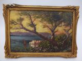 une image d'une peinture représentant un bateau dans l'eau