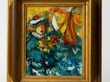 an oil painting of a man in a sailor ' s hat on a boat