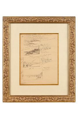 un dessin encadré représentant un avion sur une feuille de papier