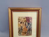 tableau encadré représentant un homme et une femme à cheval