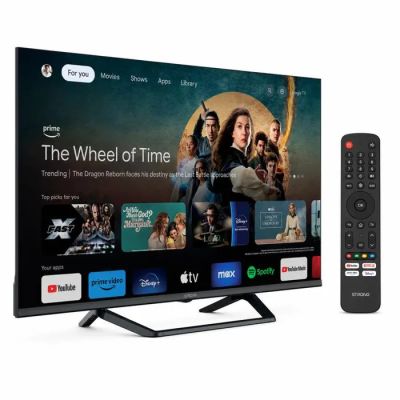 a smart tv and a remote control next to each other