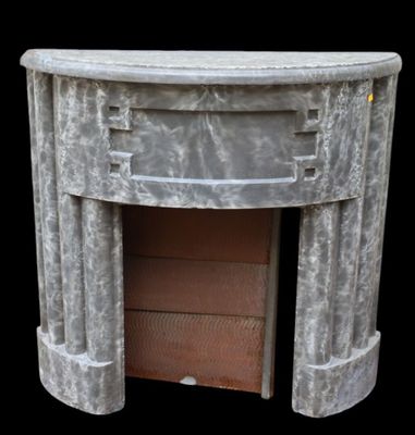 an image of a marble fireplace surround with a black background