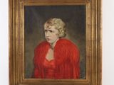 portrait of a woman in a red dress with a red shawl