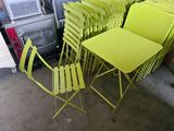 many chairs and a table in a room