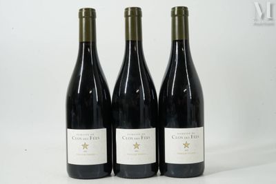 trois bouteilles de vin sont alignées sur une surface blanche