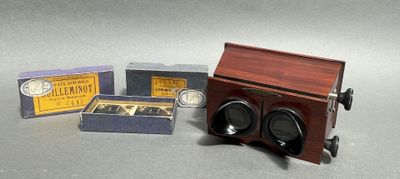 a small wooden box with a pair of glasses in it