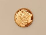 an image of a gold coin with a woman ' s head on it